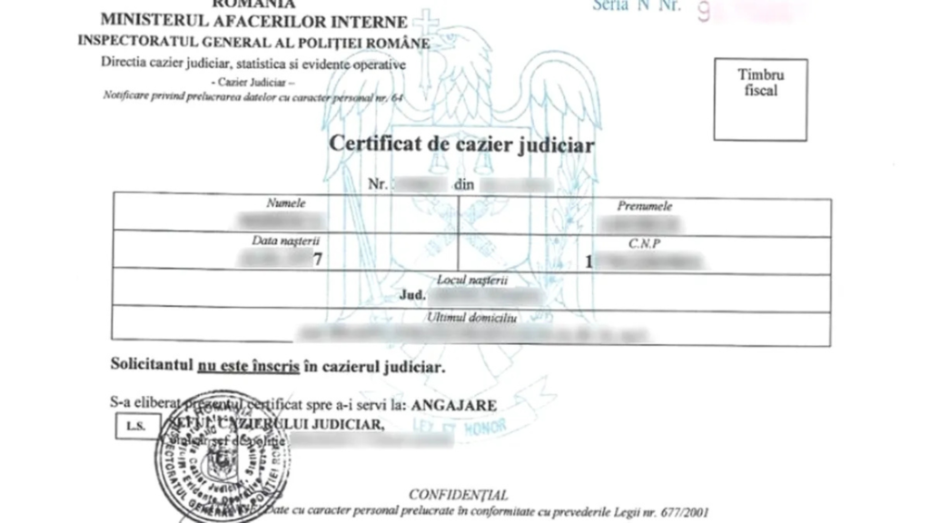 traducere cazier judiciar