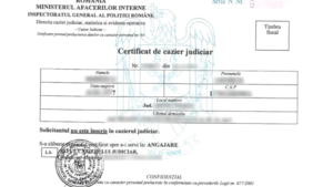 traducere cazier judiciar